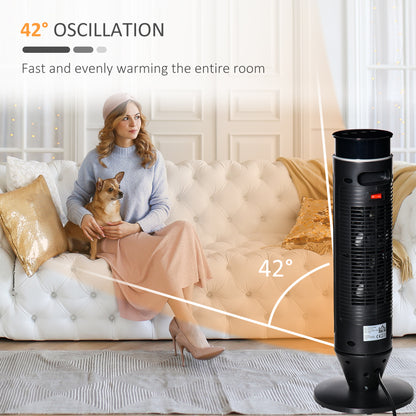 2000W Oscillating Electric Heater with Remote Control and 8-Hour Timer - Black