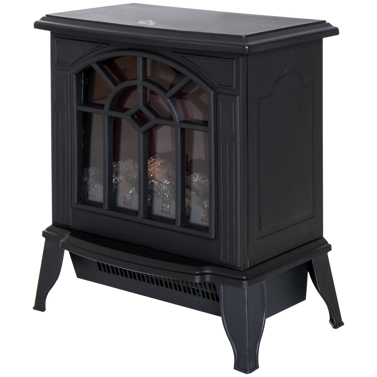 Freestanding Electric Fireplace Heater w/ LED Flame 1000W/2000W Black