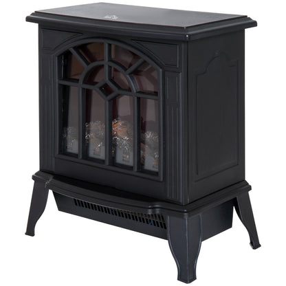 Freestanding Electric Fireplace Heater w/ LED Flame 1000W/2000W Black