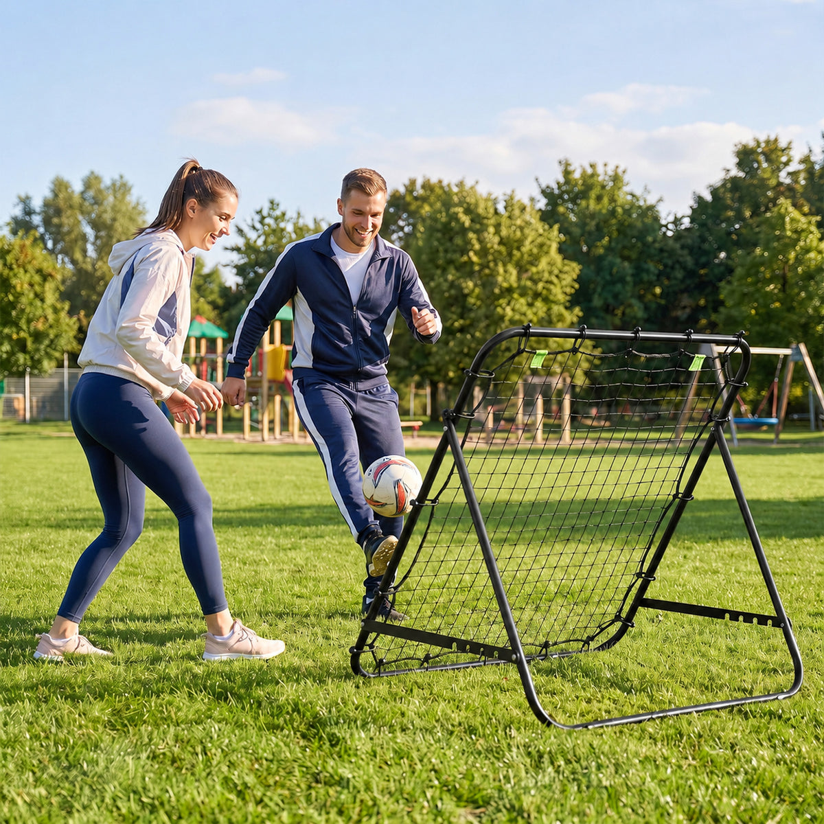 Rebounder Net Adults Football Training Aid Adjustable Black