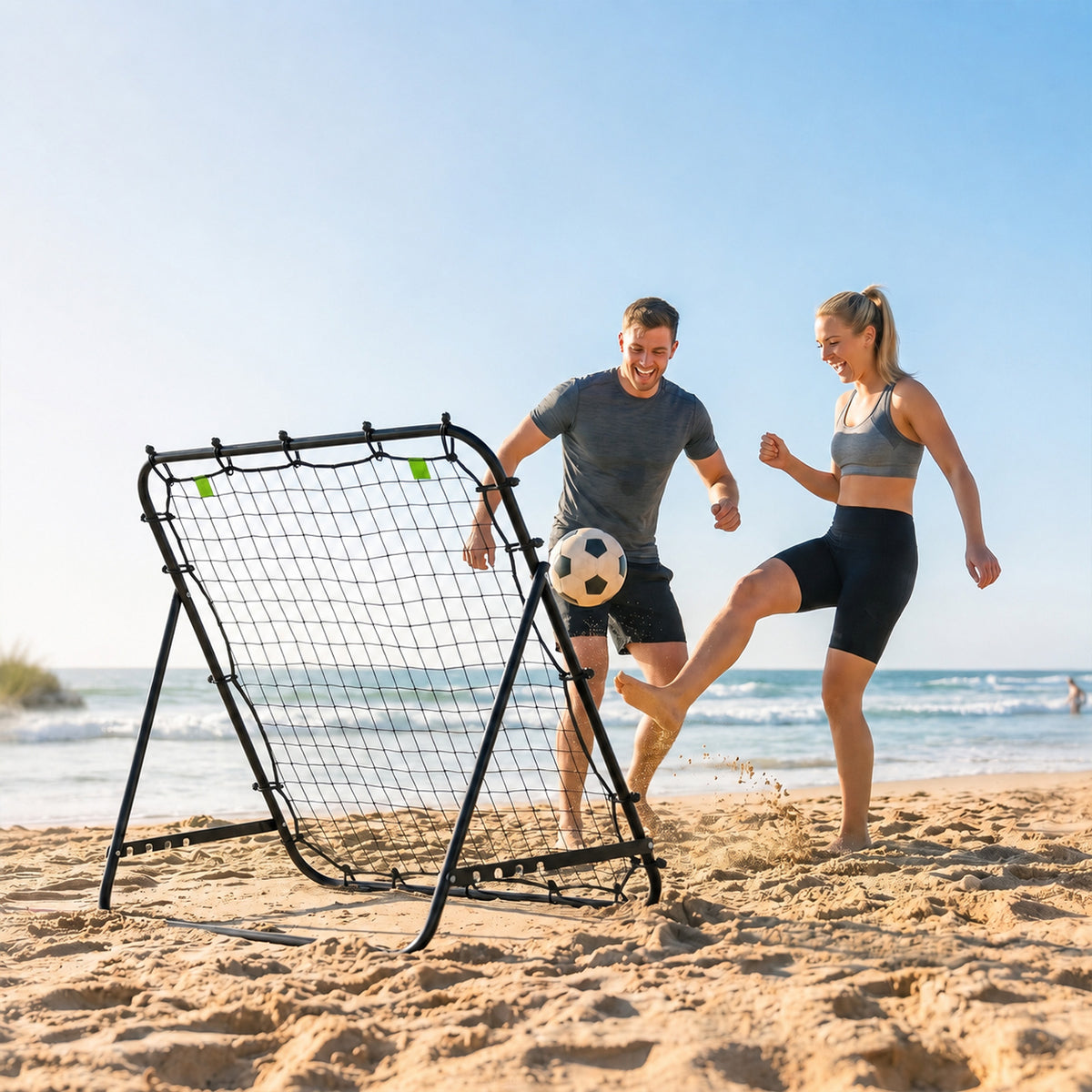 Rebounder Net Adults Football Training Aid Adjustable Black