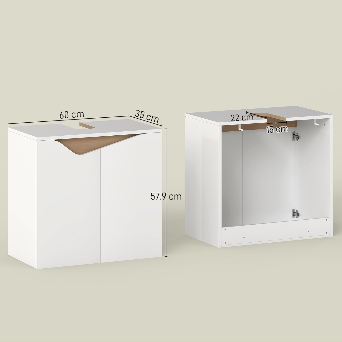 Under Sink Cabinet, Bathroom Sink Cabinet for Basin without Pedestal