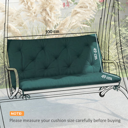 2 Seater Bench Pad, Chair Cushion with Back and Ties, Green