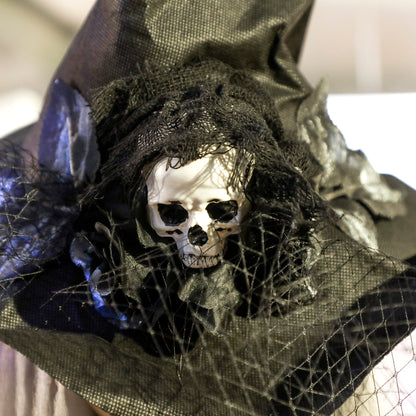Voice Activated Halloween Animatronics Standing Witch, Black