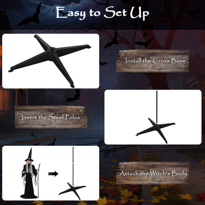Voice Activated Halloween Animatronics Standing Witch, Black