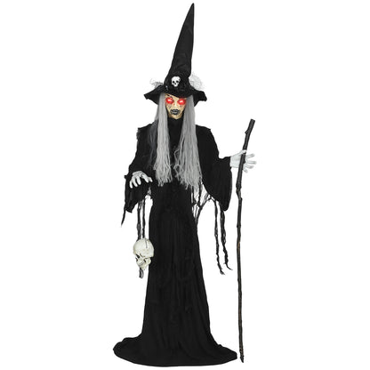 Voice Activated Halloween Animatronics Standing Witch, Black