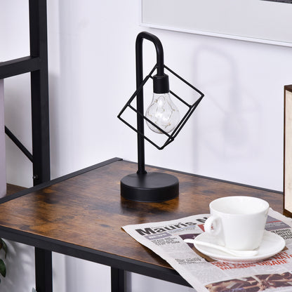 Industrial-Style Side Table w/ Drawer Open Shelf Steel Frame Base Retro