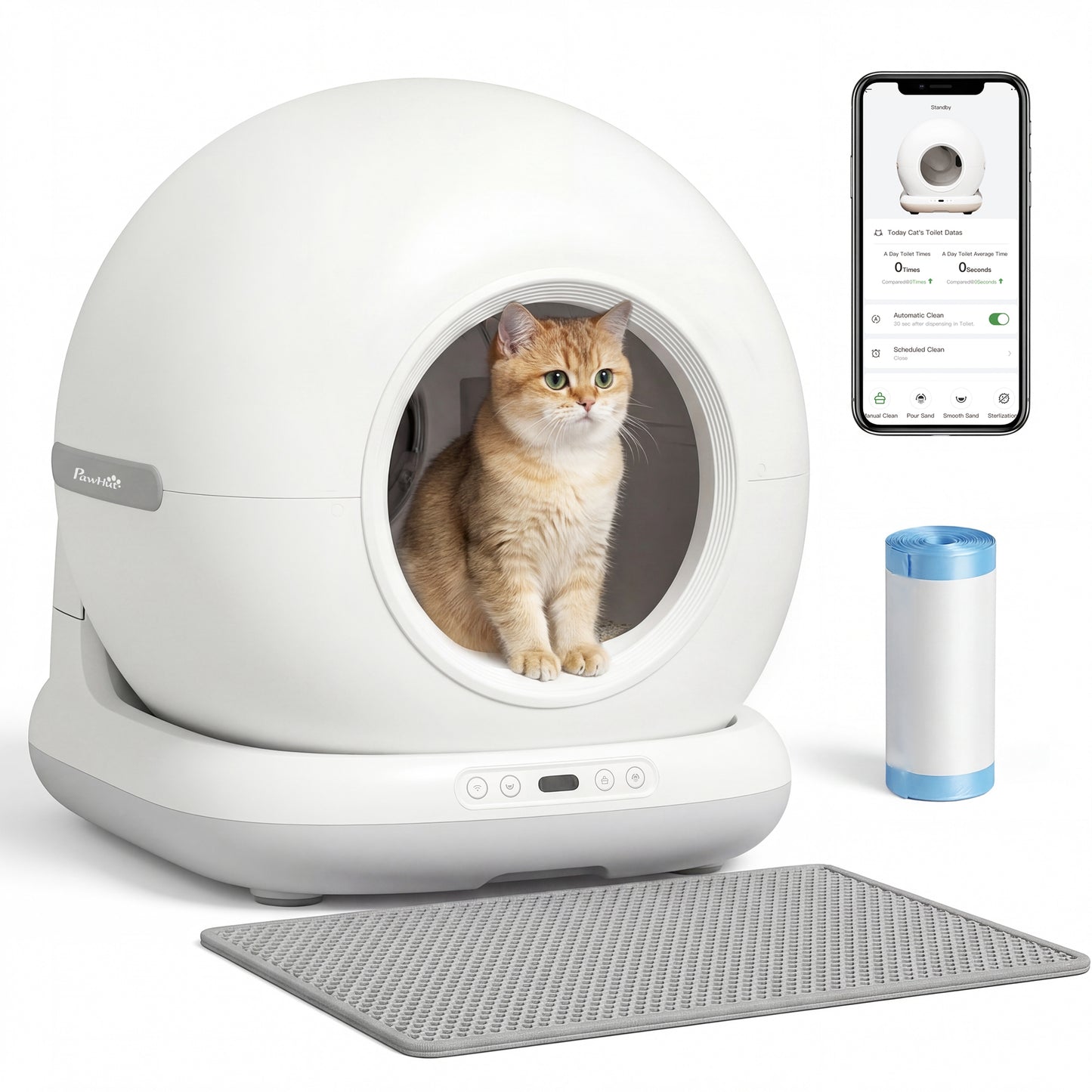 72L Self Cleaning Cat Litter Tray App Control for Multiple Cats