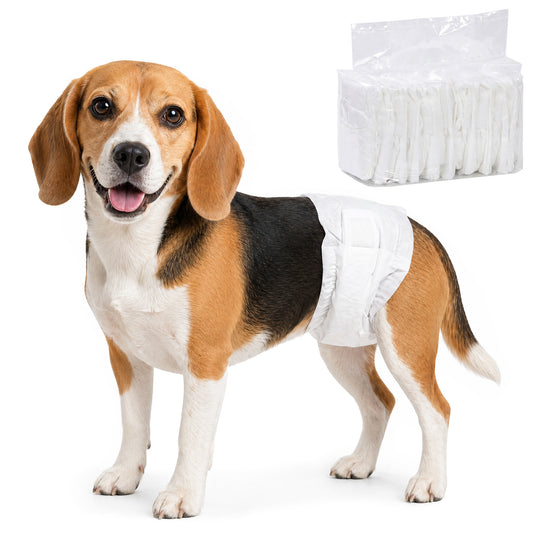 Disposable Dog Diapers Male, 48 Count Absorbent Dog Nappies, Puppy Sanitary Wraps Panties for Incontinence or Excitable Urination and Training, L, 62-80 cm
