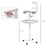 Bird Stand with Four Wheels, Perches, Stainless Steel Feed Bows, Round Tray, for Garden, Indoor, Outdoor - White