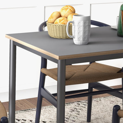 Dining Table w/Steel Frame，Kitchen Table for 4 People，75H x 120L x 70Wcm，Minimalistic Style for Living Room, Dining Room Grey
