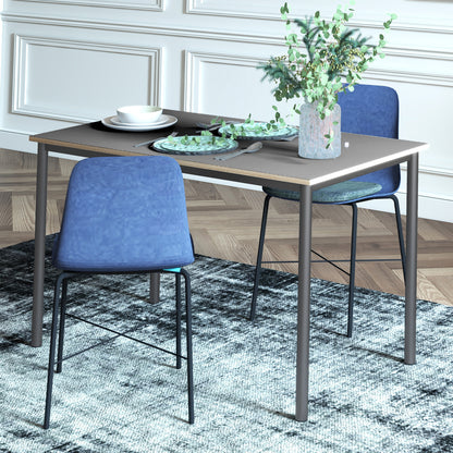 Dining Table w/Steel Frame，Kitchen Table for 4 People，75H x 120L x 70Wcm，Minimalistic Style for Living Room, Dining Room Grey