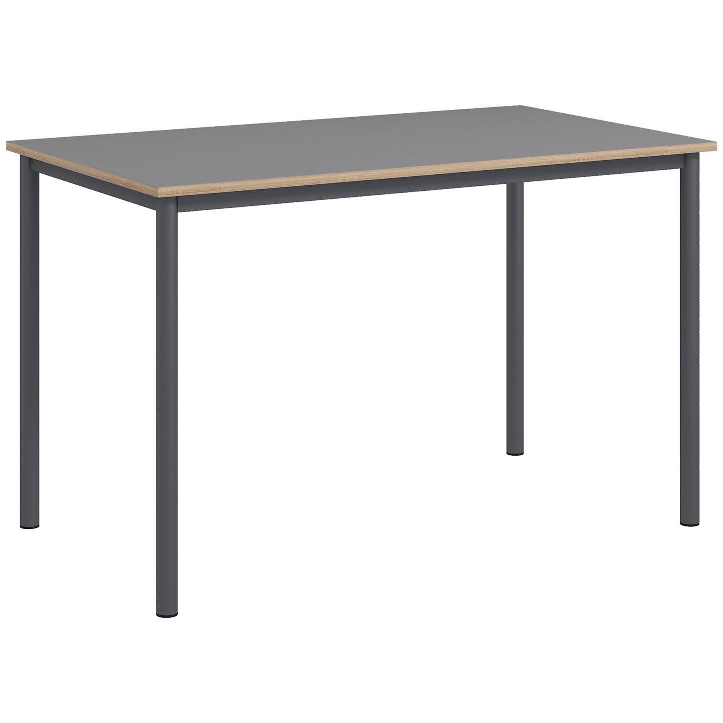 Dining Table w/Steel Frame，Kitchen Table for 4 People，75H x 120L x 70Wcm，Minimalistic Style for Living Room, Dining Room Grey