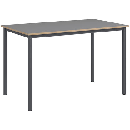 Dining Table w/Steel Frame，Kitchen Table for 4 People，75H x 120L x 70Wcm，Minimalistic Style for Living Room, Dining Room Grey