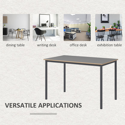 Dining Table w/Steel Frame，Kitchen Table for 4 People，75H x 120L x 70Wcm，Minimalistic Style for Living Room, Dining Room Grey