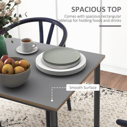Dining Table w/Steel Frame，Kitchen Table for 4 People，75H x 120L x 70Wcm，Minimalistic Style for Living Room, Dining Room Grey