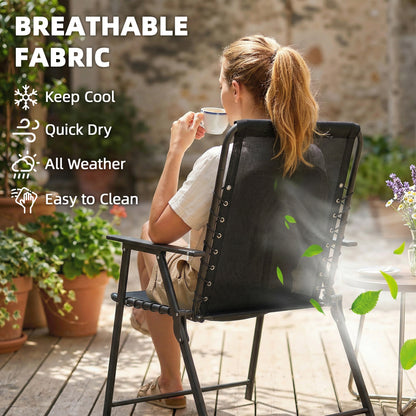 Folding Garden Chairs, Outdoor Chairs Set of 4, Black