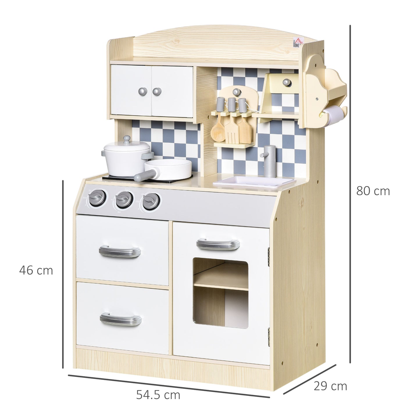Kids Kitchen Playset Cook Toy Multi-Storage w/ Sink Pots for 3-6 Years