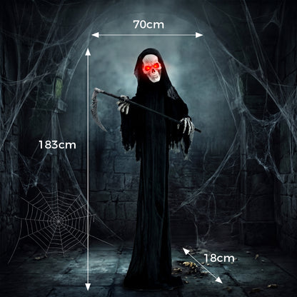 72"/183cm Life Size Animated Grim Reaper Halloween Decoration