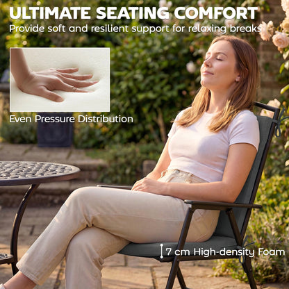 2Pcs Garden Chair Cushions, Waterproof Seat Pads, Dark Grey