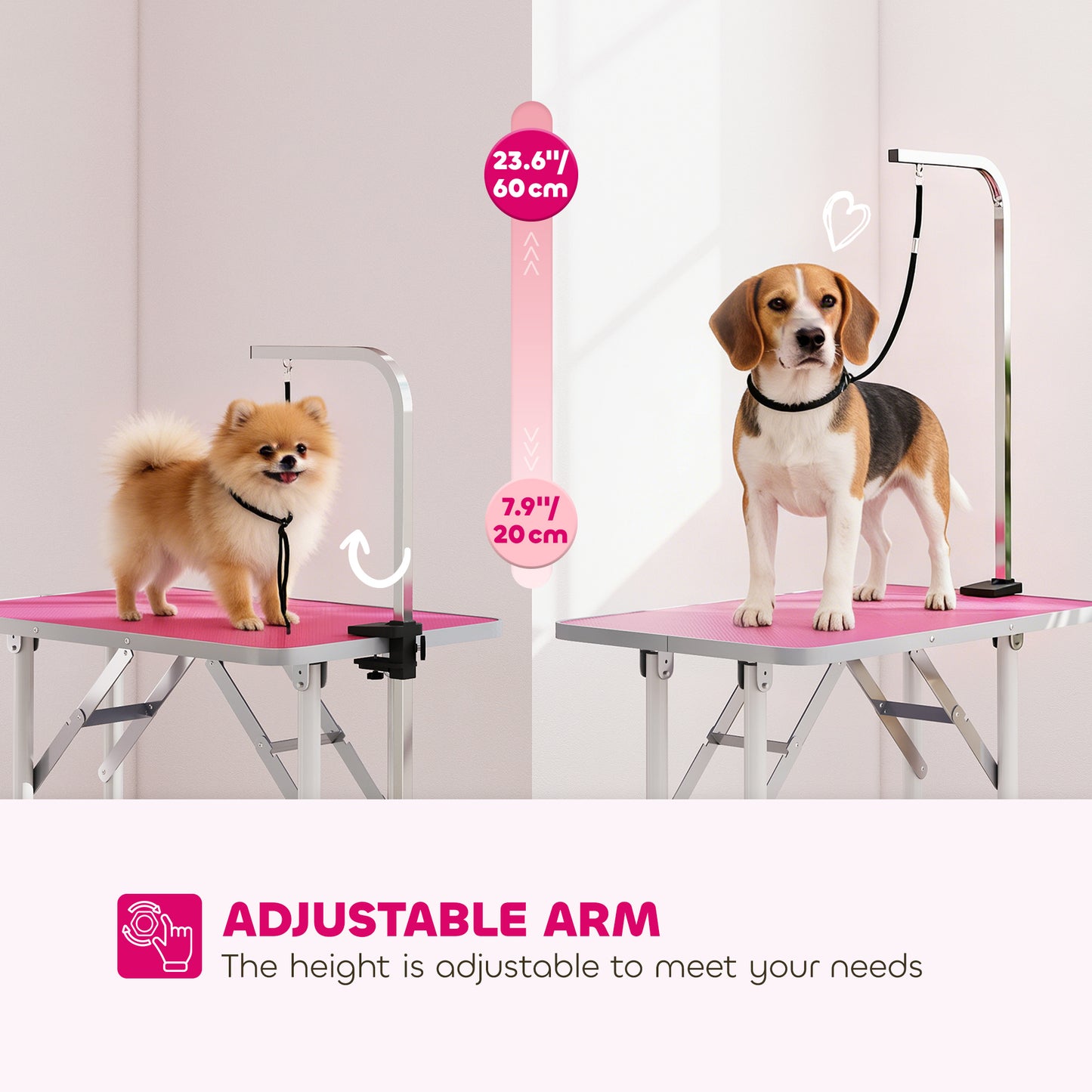 Foldable Dog Grooming Table Adjustable Arm for Small Dogs 81x49x80 cm
