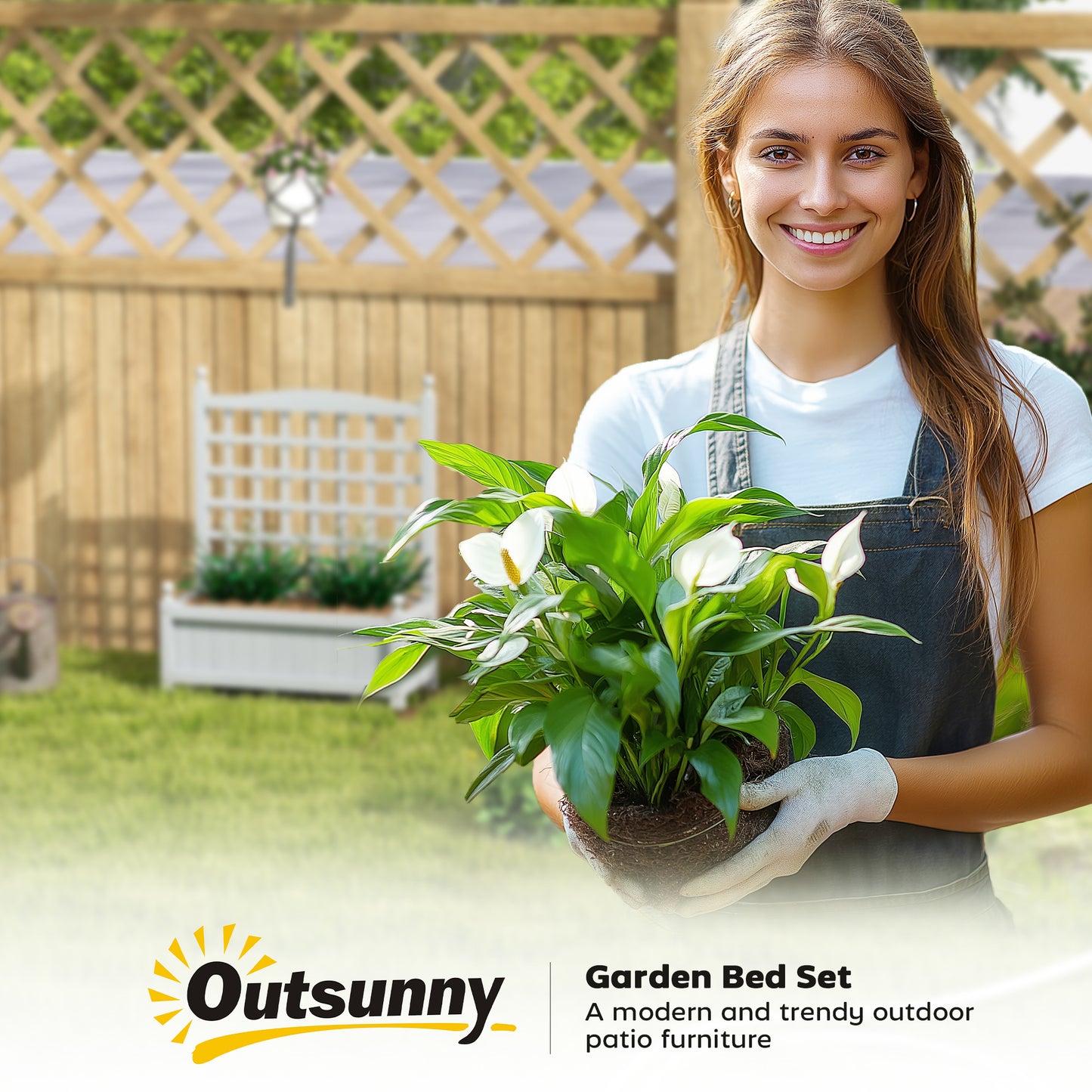 Raised Garden Bed with Trellis Garden Planters Indoor Grey