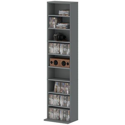 260 CD Storage Unit 120 DVD Storage Tower with 9 Compartments Grey