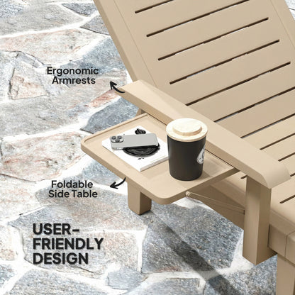Set of 2 Resin Reclining Sun Loungers for Garden, Khaki
