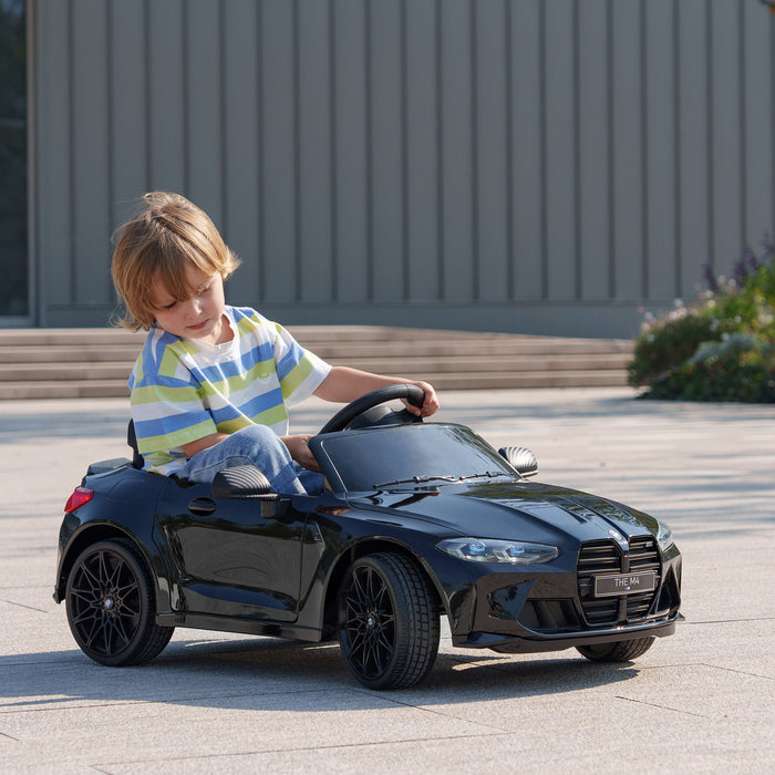 12V BMW M4 Licensed Kids Electric Car w/ Remote, Suspension - Black