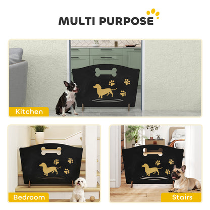 Wooden Dog Stopper, Freestanding Dog Gate with Support Feet, Black