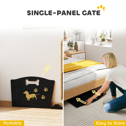 Wooden Dog Stopper, Freestanding Dog Gate with Support Feet, Black