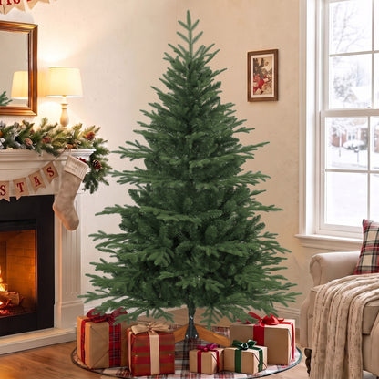 150 cm Artificial Christmas Tree Solid Pine Wood Stand, Green