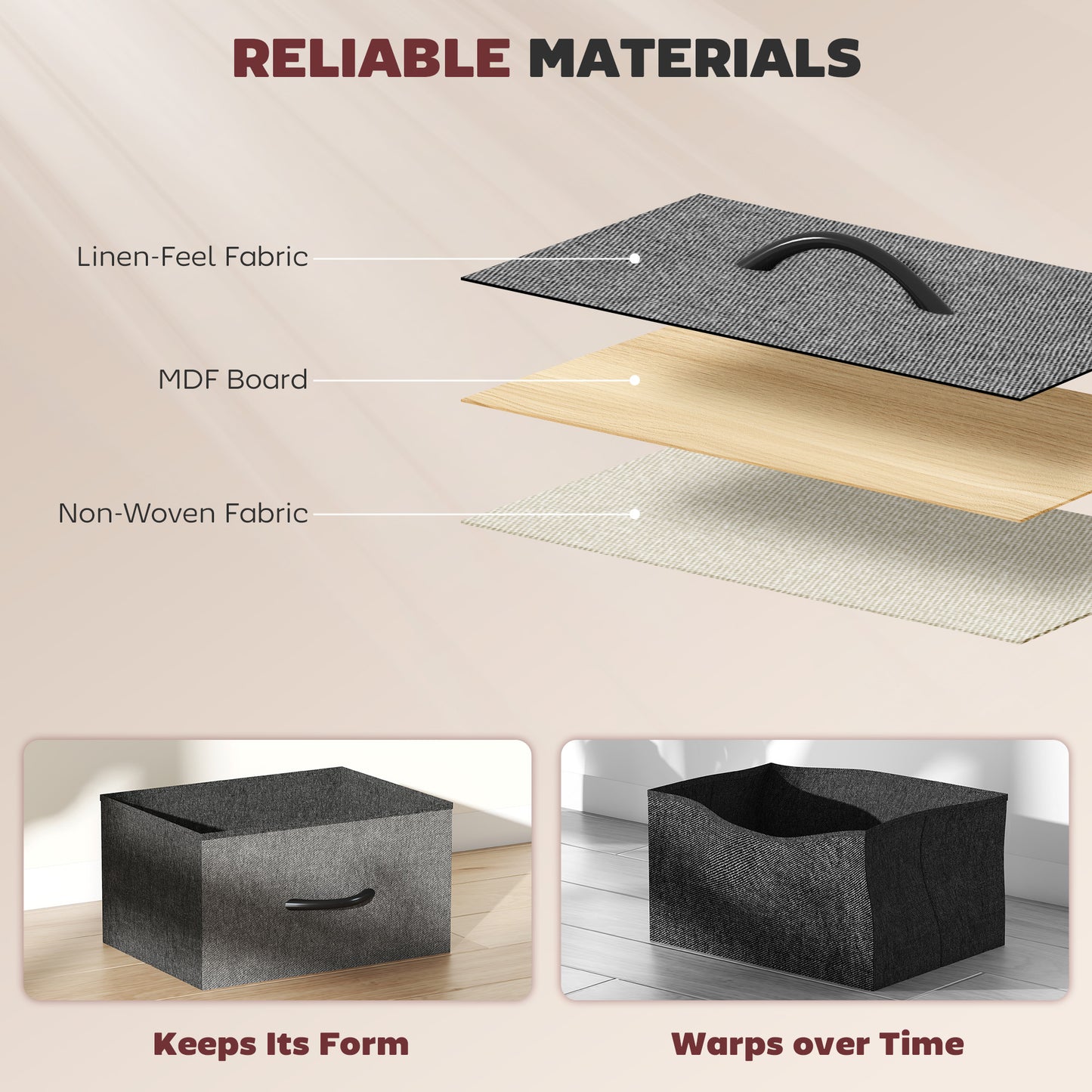 Fabric Chest of Drawers, 4 Drawer Dresser for Bedroom, Charcoal Grey