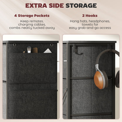 Fabric Chest of Drawers, 4 Drawer Dresser for Bedroom, Charcoal Grey