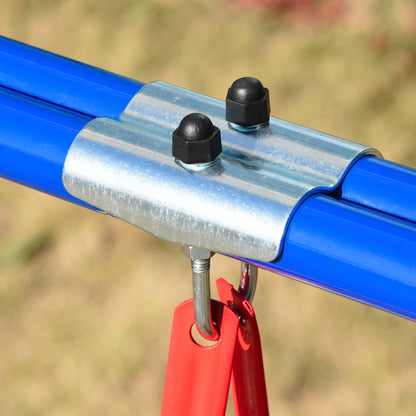 Metal Kids Swing Set with Baby Seat Safety Harness A-Frame Stand for Backyard