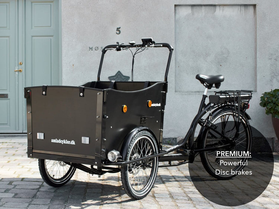 AMCARGOBIKES PREMIUM CURVE DOG FRIENDLY CARGO ELECTRIC TRICYCLE – BLACK