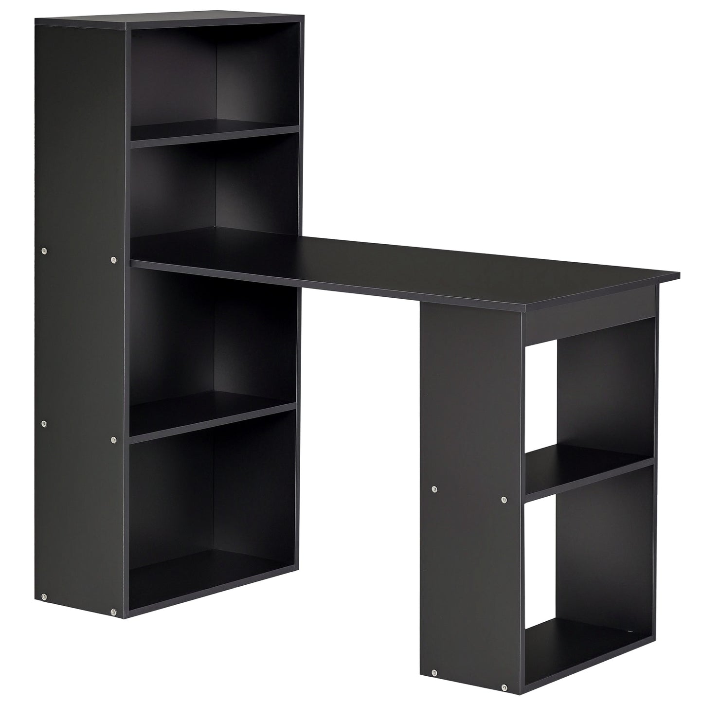 120cm Computer Desk Bookshelf Writing Table 6 Shelves Black