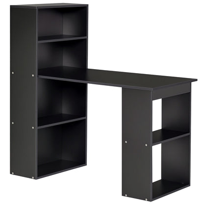 120cm Computer Desk Bookshelf Writing Table 6 Shelves Black
