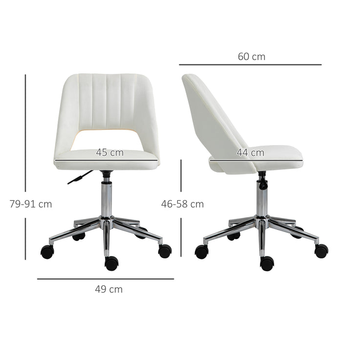 Mid-Back Swivel Home Office Chair Scallop Computer Chair Cream White