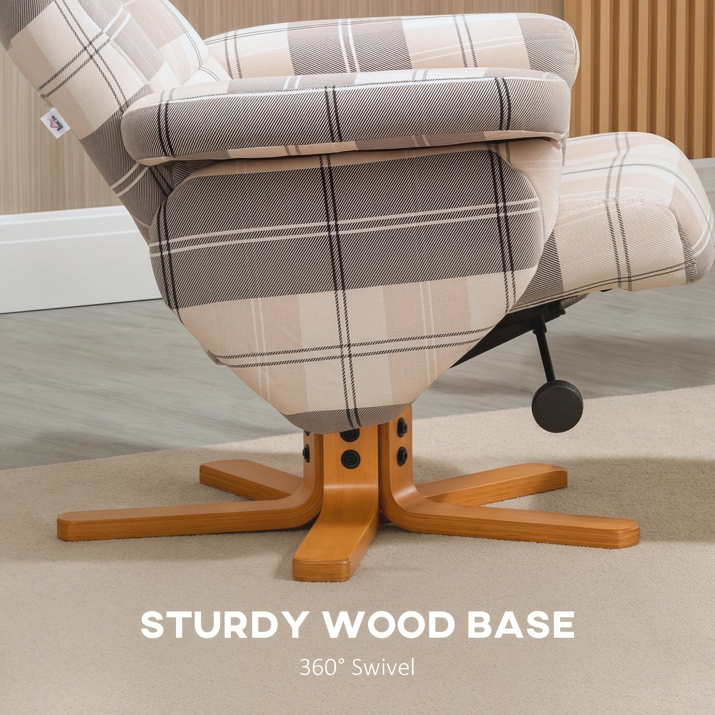 Recliner Chair and Footstool Linen-touch Fabric Wooden Base Multicolour