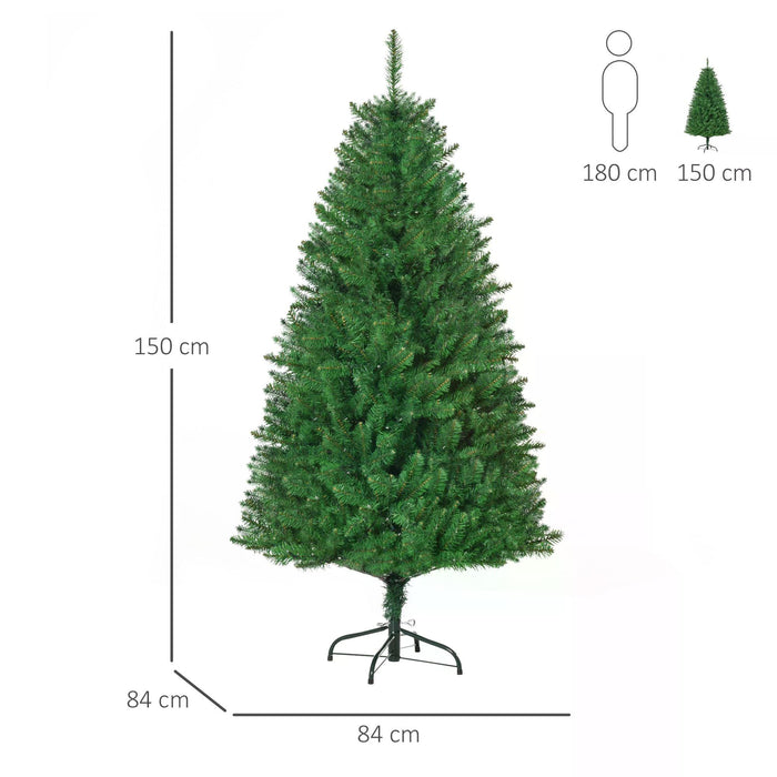 5ft Prelit Christmas Tree Artificial Tree Warm White LED Holiday Home Xmas Decoration, Green