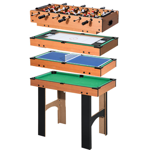 4-In-1 Multi Games Table with Tennis Billiard Foosball Hockey 2 Types