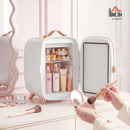 Skincare Refrigerator with LED Mirror, Cooling Function, White