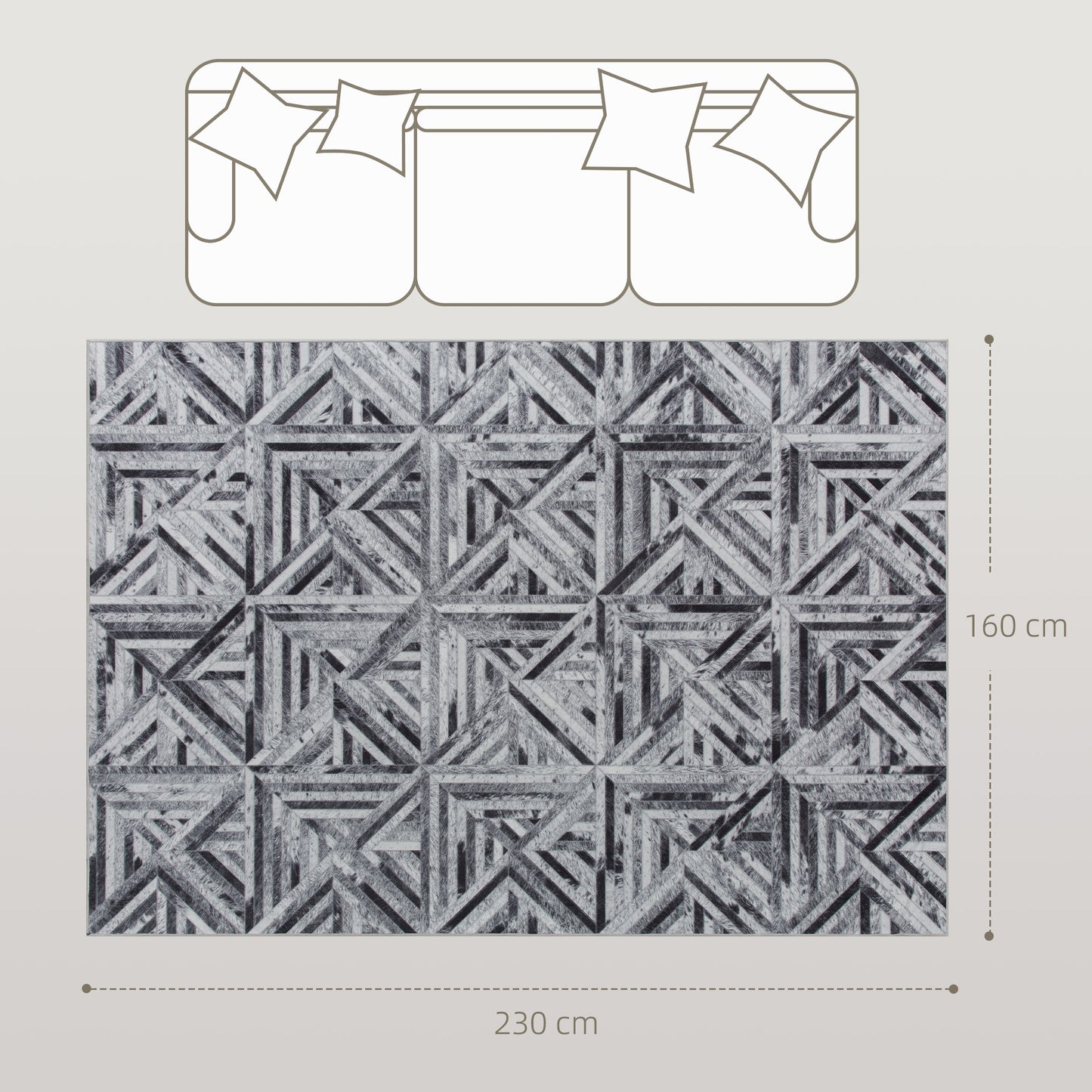 Non-Slip Washable Rug, Chenille Floor Carpet for Living Room, Black