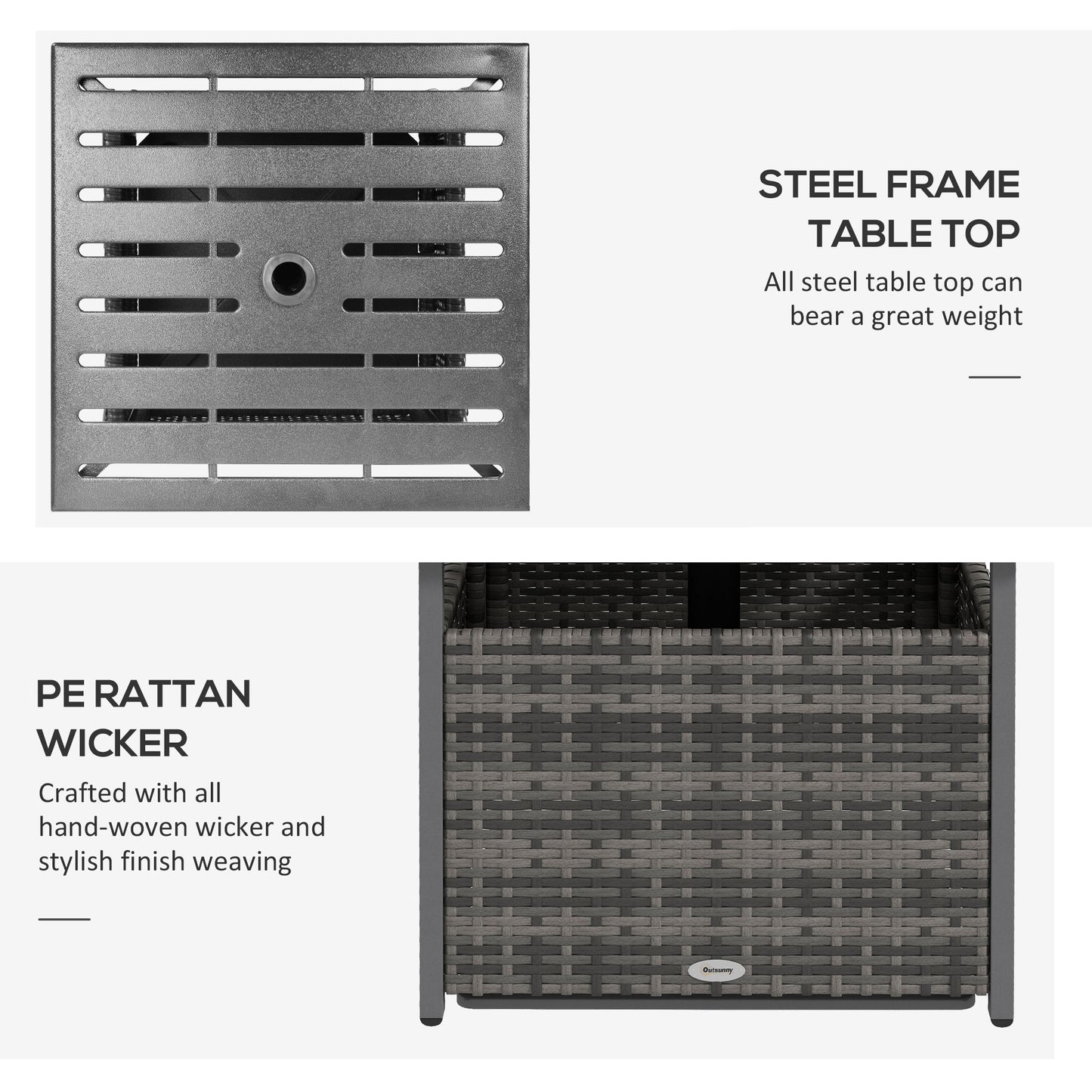 Outdoor Rattan Coffee Table w/ Umbrella Hole Fit for Garden