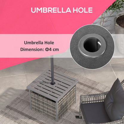 Outdoor Rattan Coffee Table w/ Umbrella Hole Fit for Garden