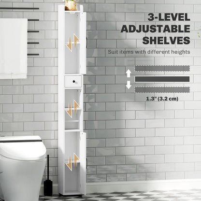 Tall Bathroom Storage Cabinet Slim Bathroom Cabinet with Drawer White