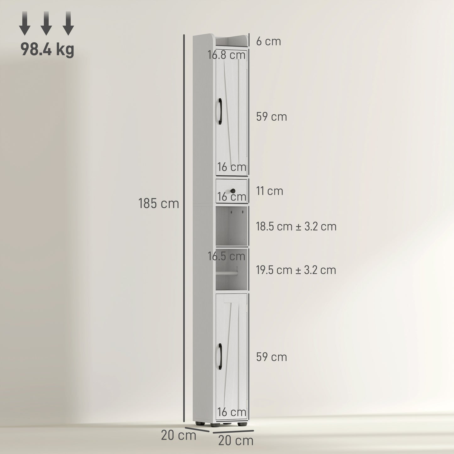 Tall Bathroom Storage Cabinet Slim Bathroom Cabinet with Drawer White