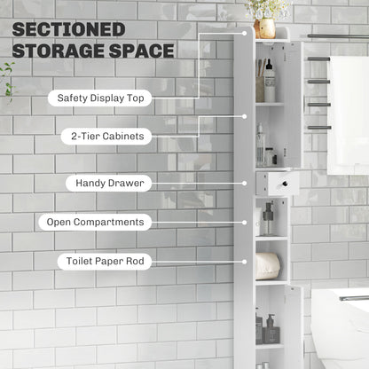Tall Bathroom Storage Cabinet Slim Bathroom Cabinet with Drawer White