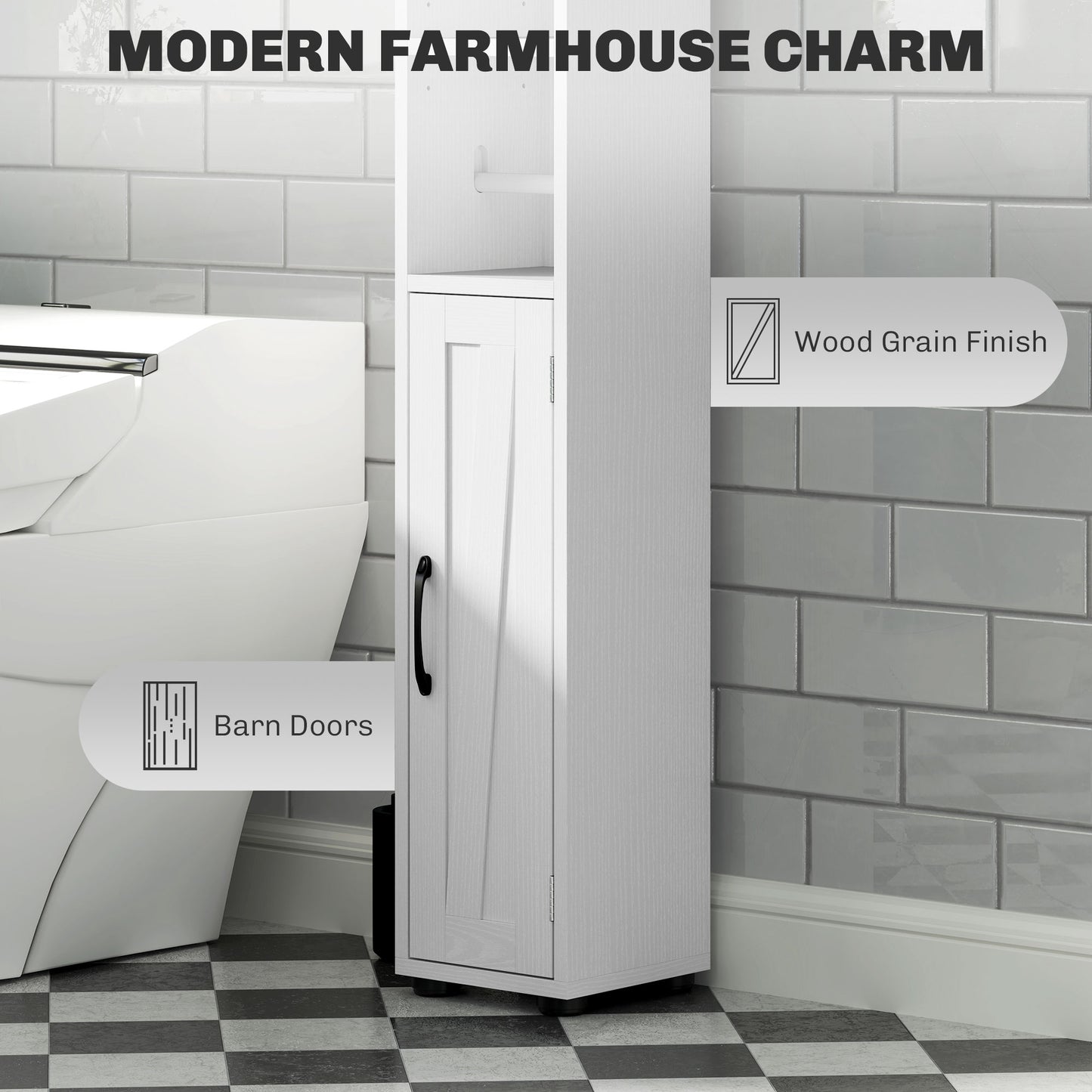 Tall Bathroom Storage Cabinet Slim Bathroom Cabinet with Drawer White